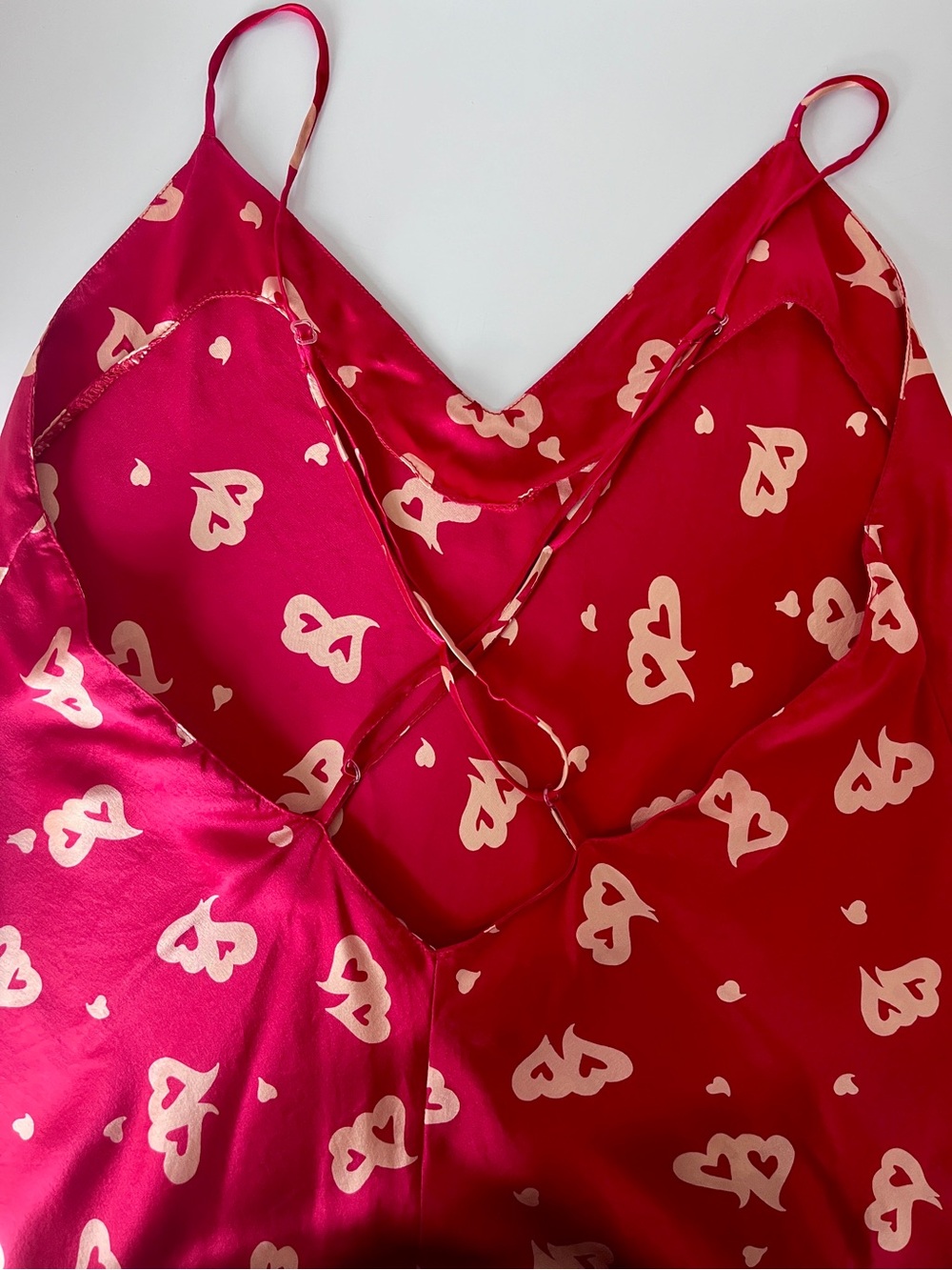 La Senza 100% Silk Heart Print Bias Cut Negligee Chamise Slip Dress M - Picture 5 of 5